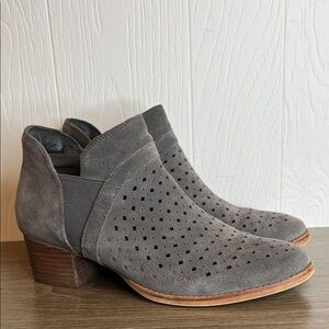 Earth Perforated Gray Suede Booties 8.5